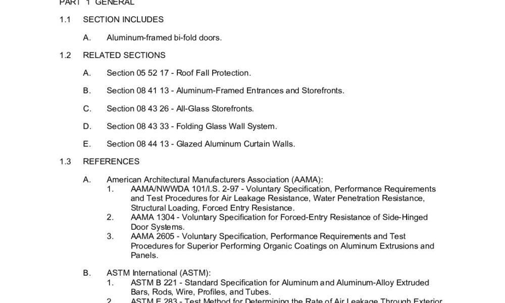 thumbnail of Aluminum Bi-Fold Doors Specification