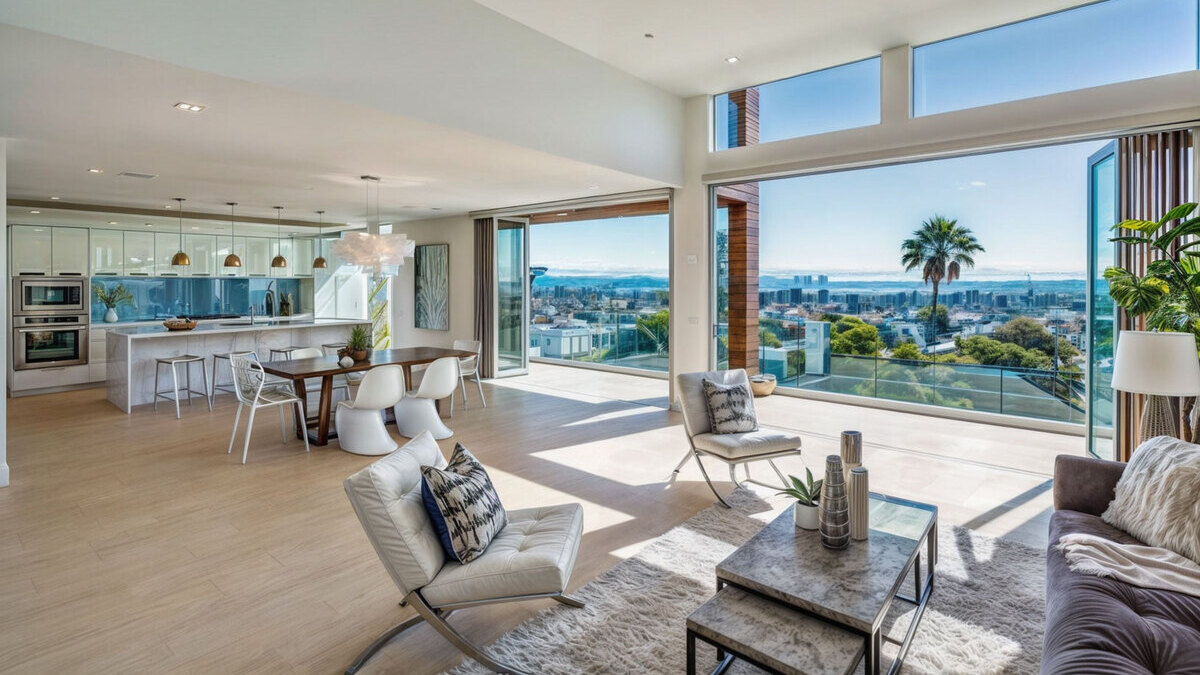 A homeowner lightly touching the interior edge of a modern aluminum door frame on a cold morning, illustrating how temperature transfer can make the perimeter feel colder even without visible air movement.